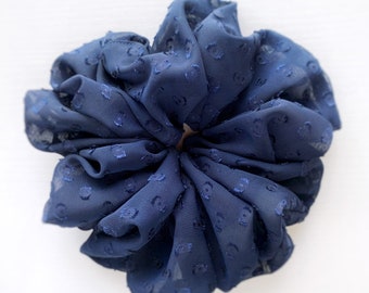 Oversized Chiffon Scrunchie -- Navy