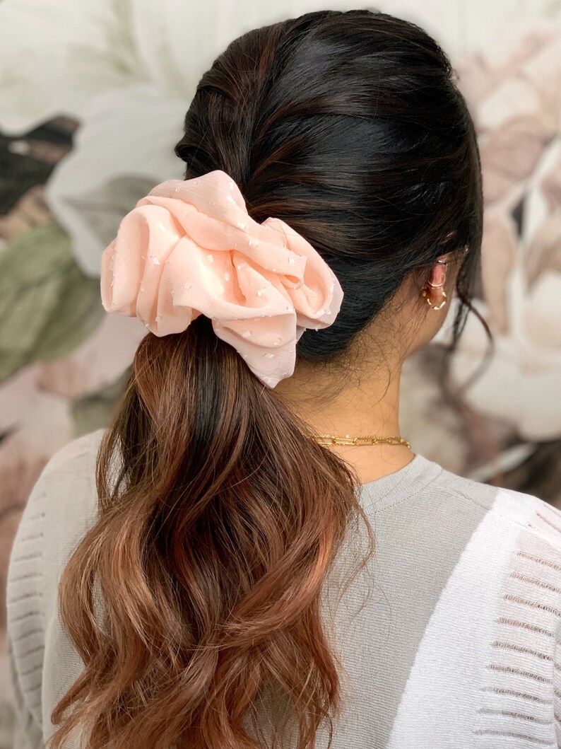 Oversized Chiffon Scrunchie Light Peach image 2