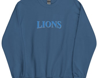 Embroidered LIONS Sweatshirt, Embroidered Lions Crewneck