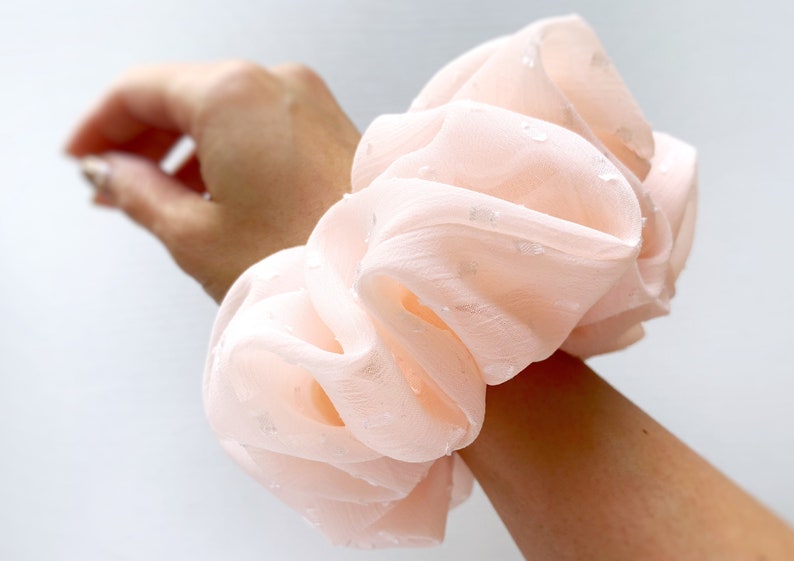 Oversized Chiffon Scrunchie Light Peach image 3