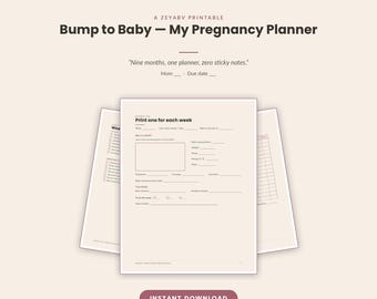 Carnet de grossesse « De la grossesse à la naissance », organisateur hebdomadaire par trimestre (téléchargement instantané)