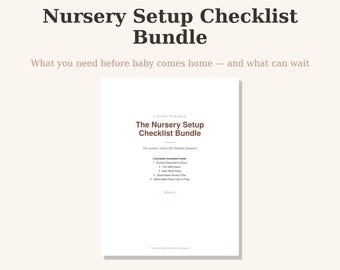 Ensemble de listes de contrôle pour l'aménagement de la chambre de bébé, planificateur des essentiels pour bébé (téléchargement instantané)