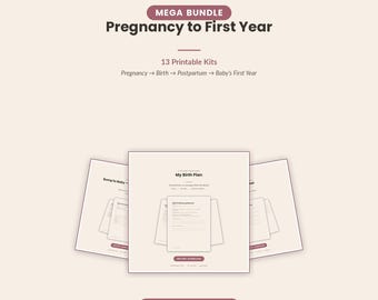 Pack « De la grossesse à la première année », 13 kits imprimables (téléchargement numérique)