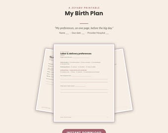 Modèle de plan de naissance, préférences pour l'accouchement, accouchement naturel à l'hôpital (téléchargement numérique)