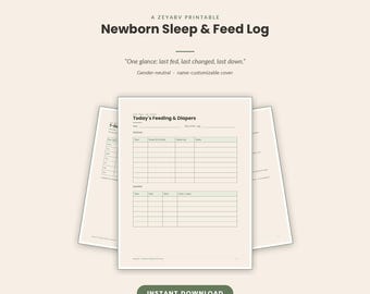 Carnet de sommeil et d'alimentation du nouveau-né, outil de suivi bébé, couverture personnalisable (téléchargement PDF)