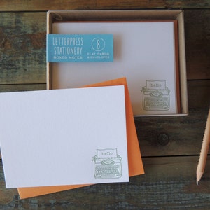 Letterpress Note Cards - Hello Typewriter - Set of 8