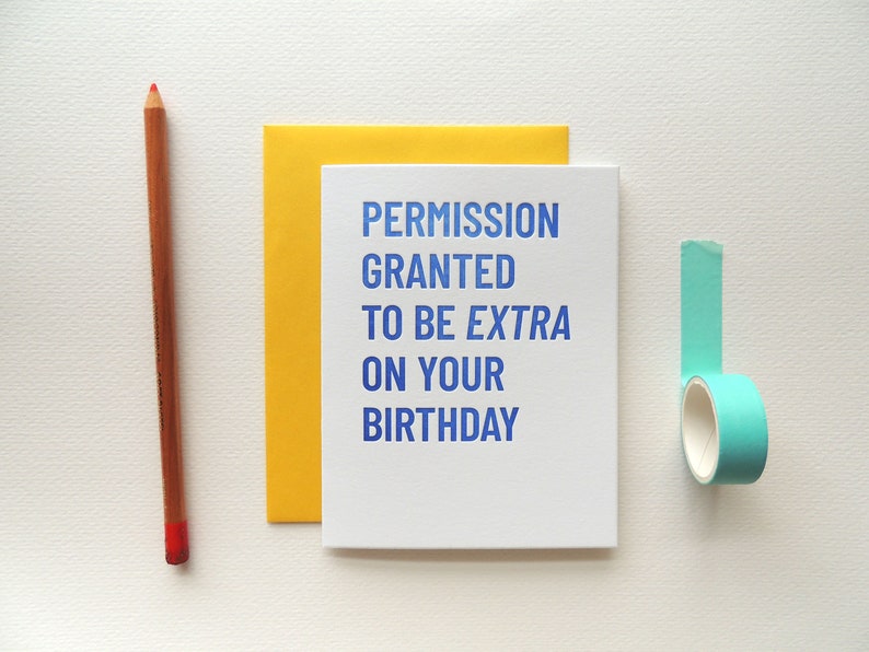 Extra on Your Birthday card, letterpress image 1