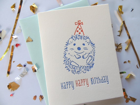 Carte De Presse Lettres De Herisson De Joyeux Anniversaire Etsy