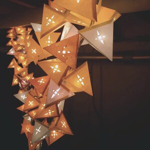 Neutral Pastel Wedding Lights GEOMETRIC STAR CUTOUTS handmade paper lanterns with geometric star shapes cream wedding lights baby shower image 2