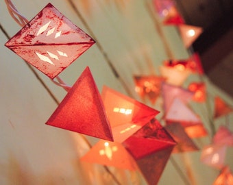 Paper Lantern Garland - DESERT SUNSET - handmade light garland with colors of the american southwest rusty canyons red burnt gold canyons
