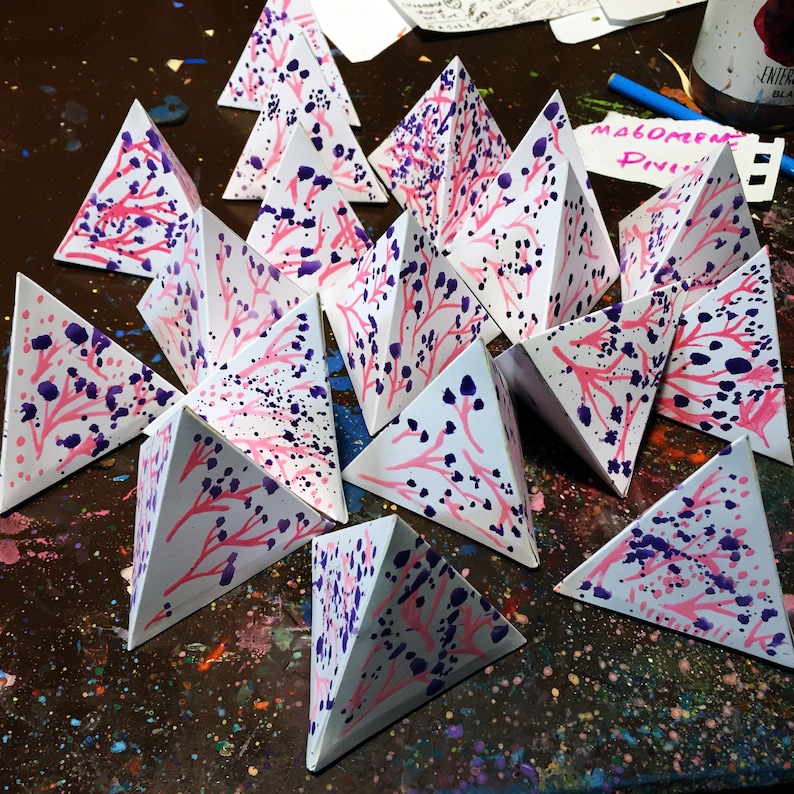 CUSTOM LANTERNS Design Your Own Paper Light Garland Paper Pyramid Lights Handmade Origami Light Garland Party Decorations image 8