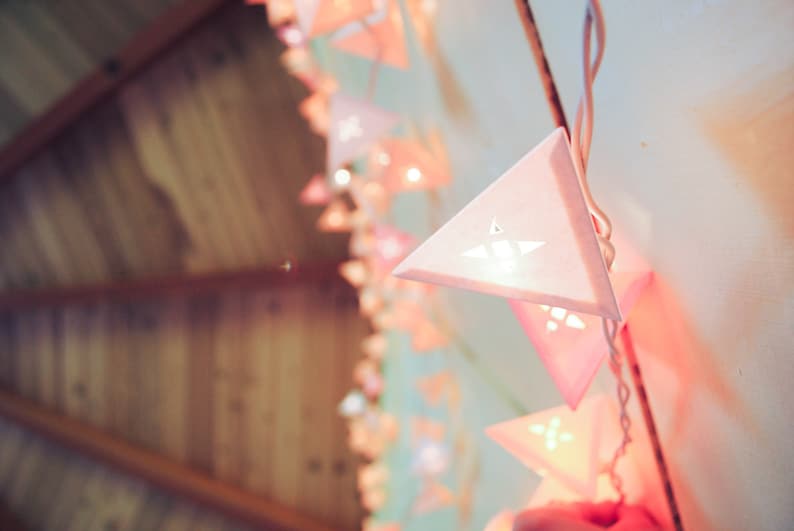 Neutral Pastel Wedding Lights GEOMETRIC STAR CUTOUTS handmade paper lanterns with geometric star shapes cream wedding lights baby shower image 9