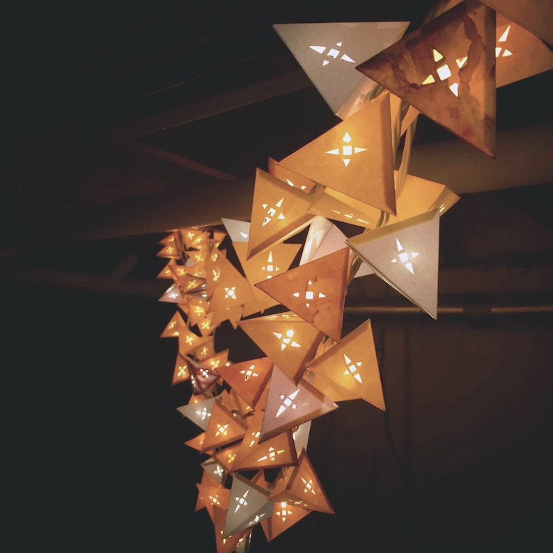 Neutral Pastel Wedding Lights GEOMETRIC STAR CUTOUTS handmade paper lanterns with geometric star shapes cream wedding lights baby shower image 2