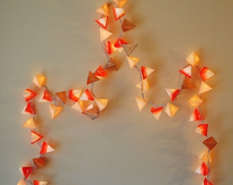 Paper Light Garland - REGAL RUBY JUICE - handmade geometric lanterns with ombre red, speckle, cream, and metallic gold ombre balayage rustic