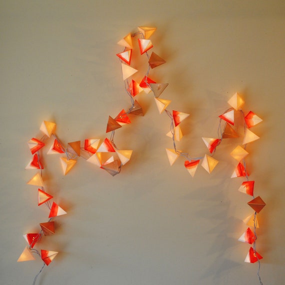 Paper Light Garland - REGAL RUBY JUICE - handmade geometric lanterns with ombre red, speckle, cream, and metallic gold ombre balayage rustic