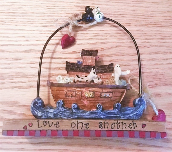 Noah S Ark Figurine Nursery Animal Decor Church Bible Etsy