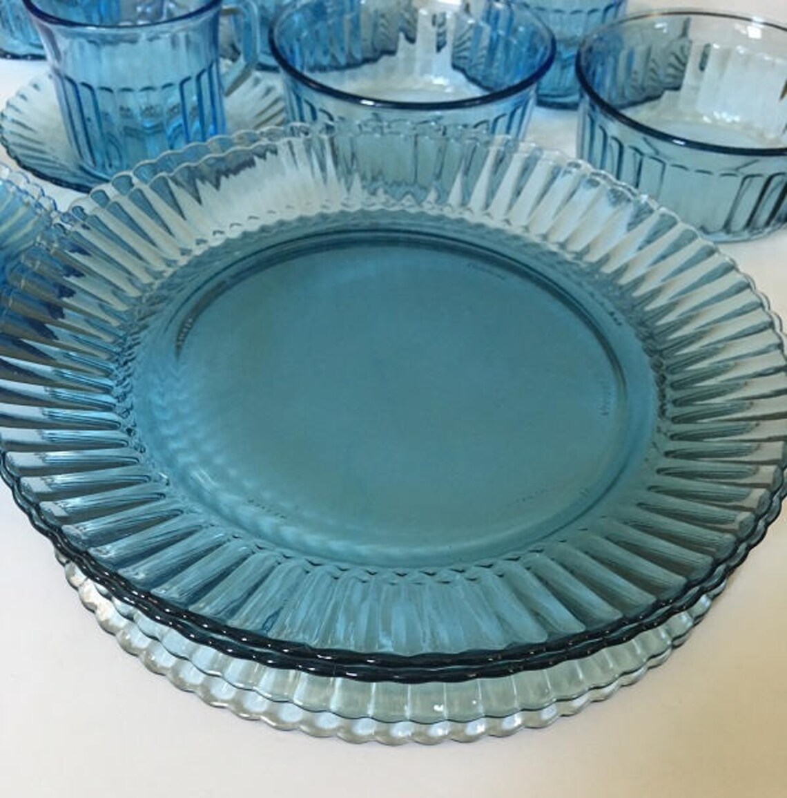 Blue Glass Dinnerware Forte Crisa set for 4 azure glass Etsy