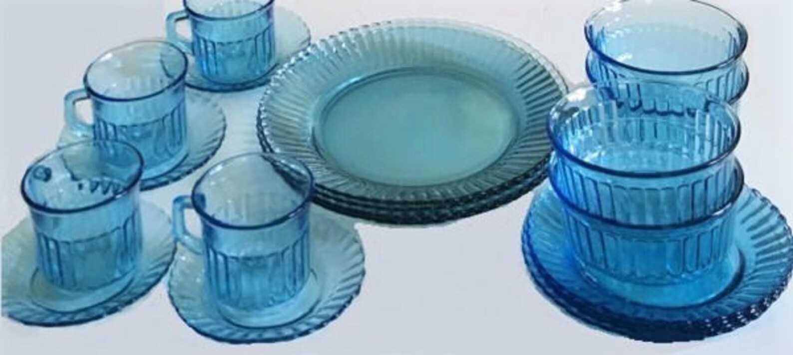 Blue Glass Dinnerware Forte Crisa set for 4 azure glass Etsy