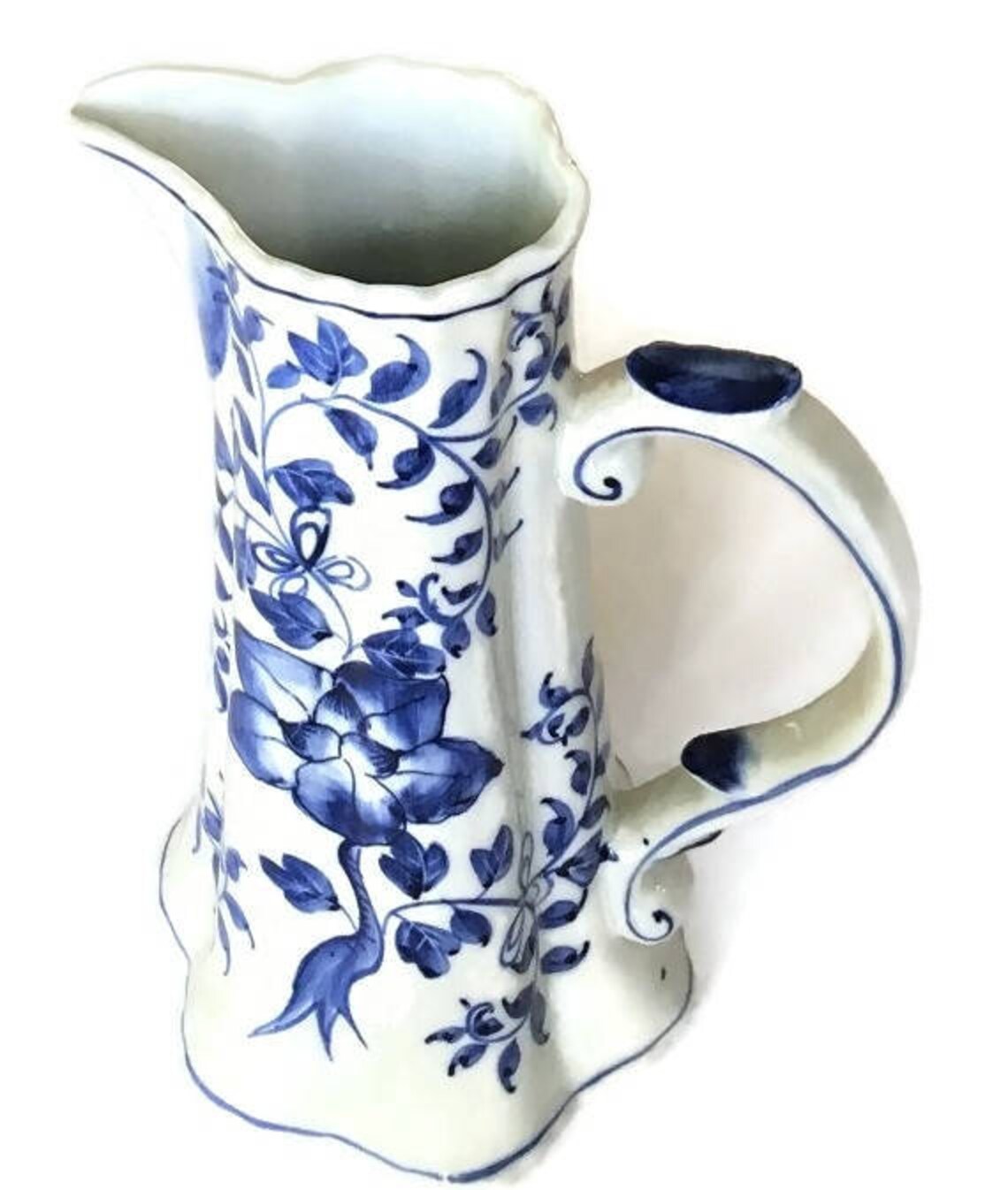 Decorative Ceramic Pitcher Andrea Sadek blue floral urn home Etsy