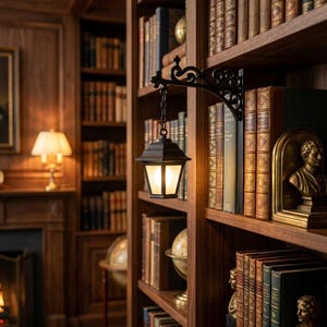 Library Lantern Bookshelf Light, Warm LED Miniature Shelf Lighting, Reading Nook Decor, Hanging Desk Ornament, Cozy Home Library Accent