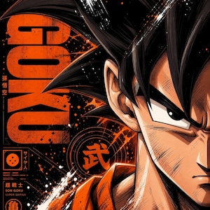 Dragon Ball Z Poster Bundle, 9 Anime Character Prints, Goku Vegeta Wall Art, Instant Download