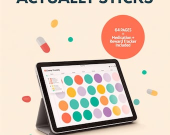 ADHD Digital Planner Undated | GoodNotes Planner for Moms | Hyperlinked iPad Planner | Medication & Reward Tracker Included