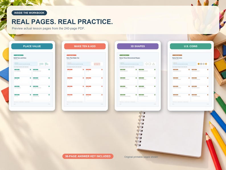 1st Grade Math Workbook Printable PDF | 240 Pages | Addition