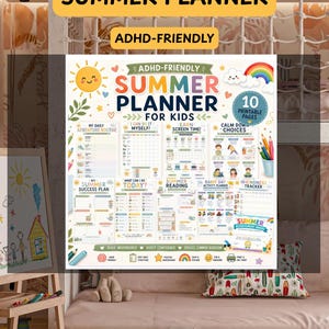 Sistema di strutturazione estiva per bambini con ADHD, pianificatore di attività stampabile per bambini, pacchetto di routine visive