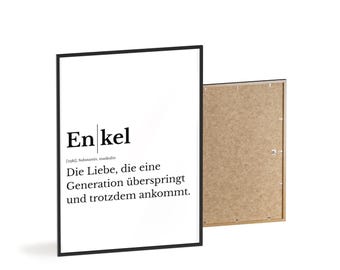 Poster met de definitie van kleinkind | Minimalistische typografie voor aan de muur | Cadeau voor oma, opa en grootouders | Moderne woonkamerdecoratie