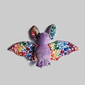 Plush Bat Colorful Hearts Halloween Stuffed Toy image 2