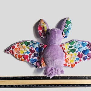 Plush Bat Colorful Hearts Halloween Stuffed Toy image 4