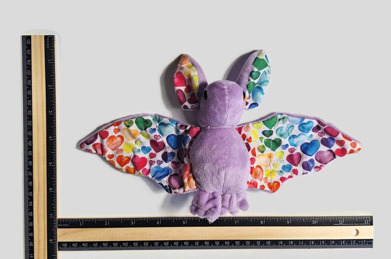 Plush Bat Colorful Hearts Halloween Stuffed Toy image 4