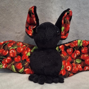 Plush Bat Cherry Rockabilly  Halloween Stuffed Toy