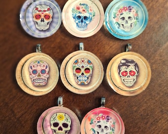 Sugar Skull Halloween Gothic Resin Necklace