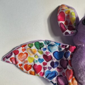 Plush Bat Colorful Hearts Halloween Stuffed Toy image 3