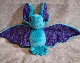 Plush Bat Purple Swirls Halloween Stuffed Toy