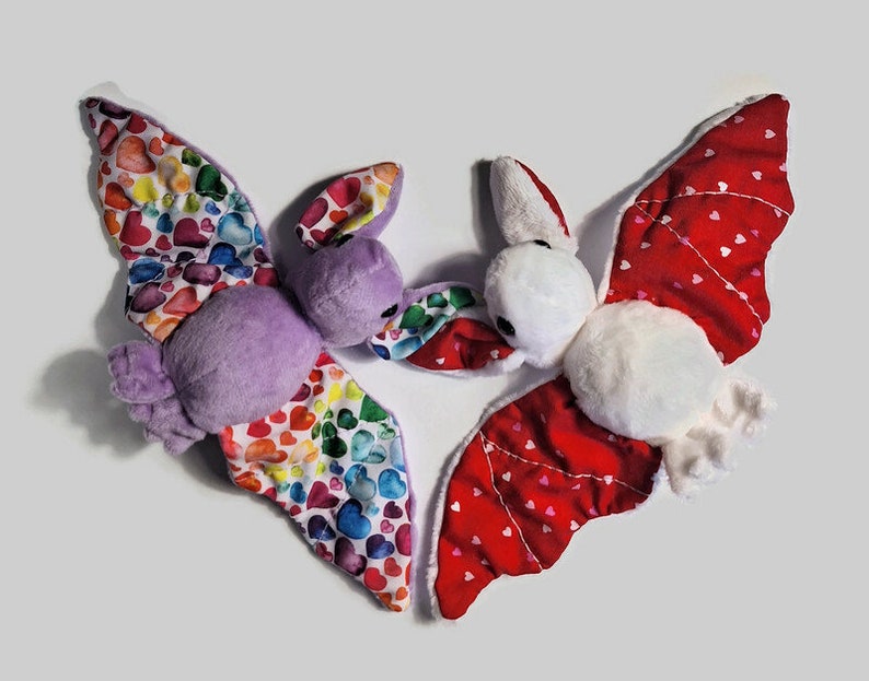 Plush Bat Colorful Hearts Halloween Stuffed Toy image 7