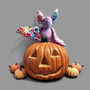 Plush Bat Colorful Hearts Halloween Stuffed Toy image 1