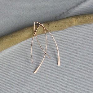 Dainty Minimal Arc Threader Earrings, Minimalist, Simple, Everyday, 14k Gold Fill, Sterling Silver, Rose Gold image 3