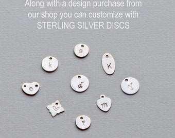 Sterling Silver Initial Disc, Add Ons, Hand Stamped Letter, Silver Letter Tag, Personalized Disc, Sterling Charm