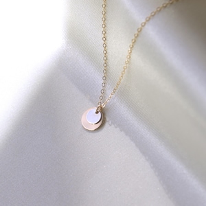 Dainty Sun and Moon Necklace, Minimalist Disk Necklace, Elegant Mixed Metal Jewelry in 14k Gold Fill and Sterling Silver by CharmingMetals