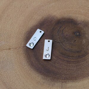 Hand Stamped Initial Bar, ADD ON to any Design, Custom Personalized Jewelry, Sterling Silver, Rose Gold, 14k Gold Filled