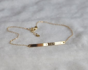 Personalized Bar Anklet, Name Anklet, Customized Anklet, Initial Anklet, Zip Code Jewelry, Gold, Silver, Rose Gold