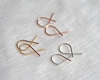 Simple Minimalist Earrings, Everyday Earrings, Wire Twist Earrings, Modern Earrings, Gift for Women, Silver, Gold, Rose Gold