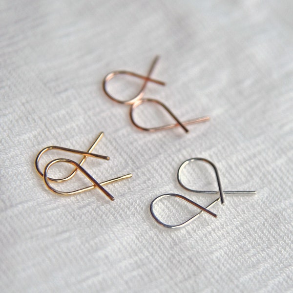 Simple Minimalist Earrings, Everyday Earrings, Wire Twist Earrings, Modern Earrings, Gift for Women, Silver, Gold, Rose Gold