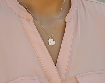 Personalized Heart Necklace, Customized Mothers Necklace, Initial Necklace, Mothers Gift, 14k Gold Fill, Sterling Silver, Rose Gold