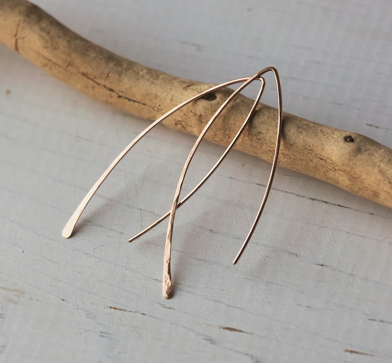 Dainty Minimal Arc Threader Earrings, Minimalist, Simple, Everyday, 14k Gold Fill, Sterling Silver, Rose Gold image 5