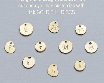 Gold Charm, Add On Charm, Custom Initial Disc, Initial Pendant, Gold Filled Stamped Disc, CN_CCC8