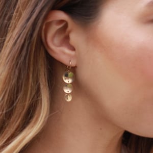 Elegante schijfoorbellen, cirkelvormige oorbellen, hangoorbellen, muntoorbellen van 14k goldfill, sterlingzilver, roségoud
