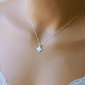 Silver Clover Pendant Necklace, Quatrefoil Cross, Cross Necklace, Friendship Gift, Lucky Necklace, Clover Necklace, Everyday Necklace